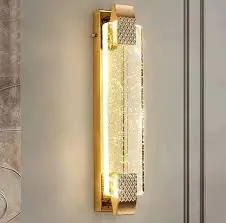 Modern Gold-Finish Bubble Crystal LED wall Sconce  Glass Shade Secured with Decorative Patterned Brackets HX-WLO75