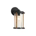 European Modern Design Outdoor Wall Lamp Die-Casting Aluminum LED Brown Glass Shade Black Finish Warm White  HS1400-DN-S