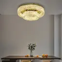 Modern Luxury Golden Shell Stainless Steel & Crystal R
ound Multi-Layered LED Flush Mount Ceiling Light HQ-XDJ 