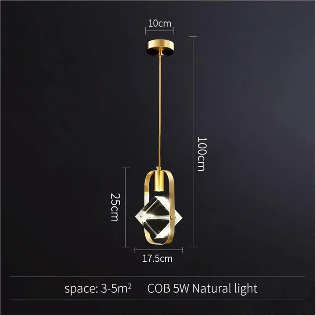 Geometry Shape Crystal Pendant Light Modern Style Single Light Hanging Lamp in Gold - 220V-240V Warm Light Square HQ-LXDDBQ