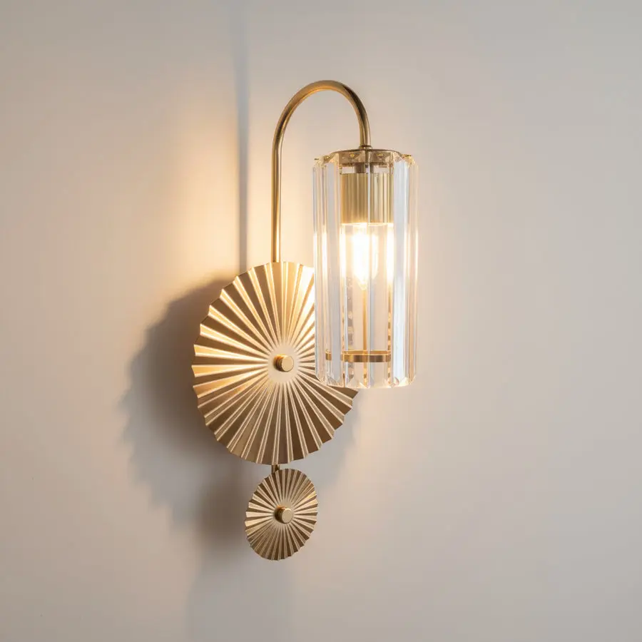 Luxury Crystal Wall Light With Sunburst Metal Design  HQ-A74