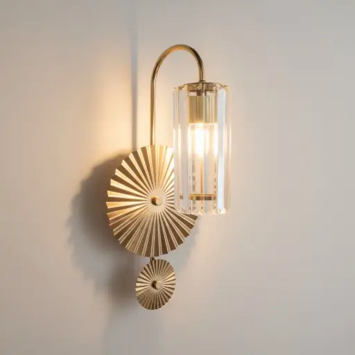 Luxury Crystal Wall Light With Sunburst Metal Design  HQ-A74